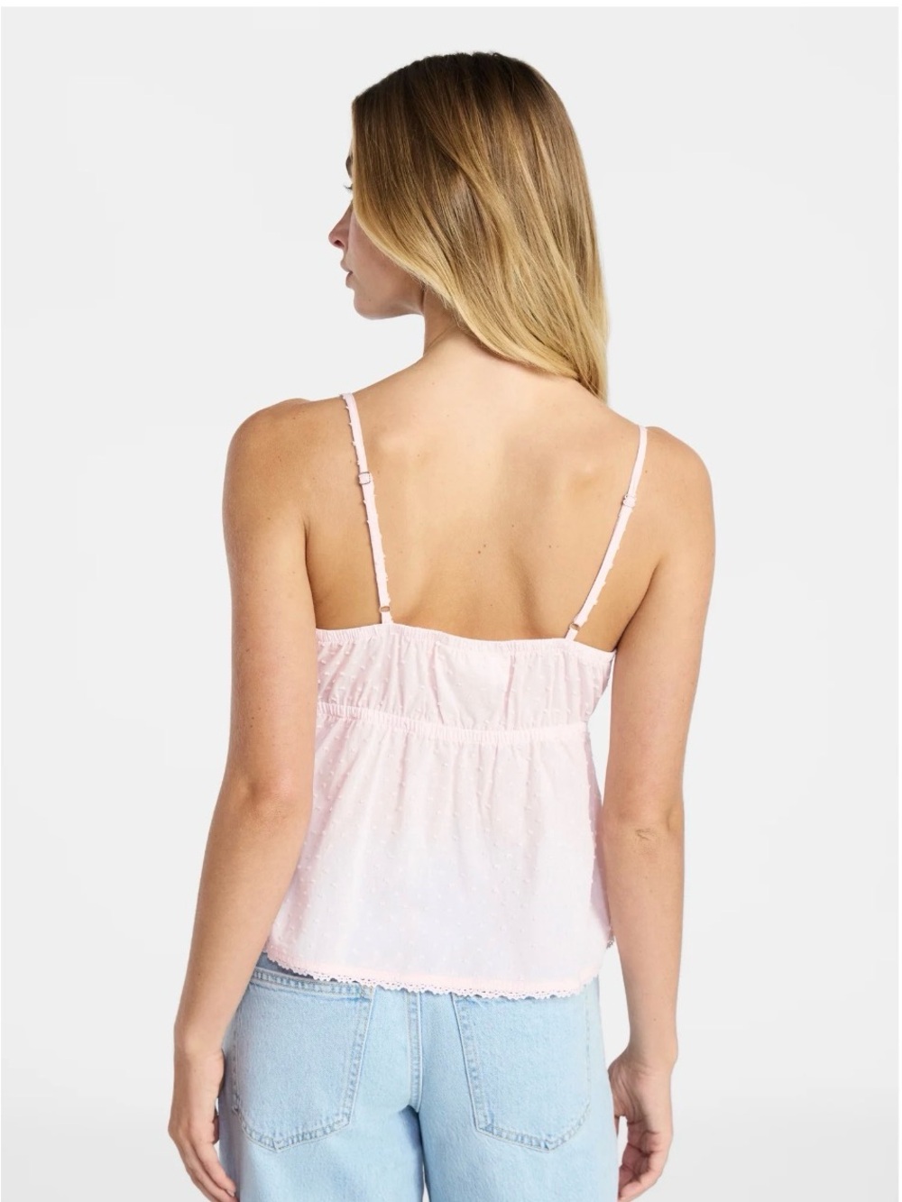 No Boundries Pink Camo Crochet Trim Adjustable Straps Cotton Babydoll Cami - Picture 4 of 12
